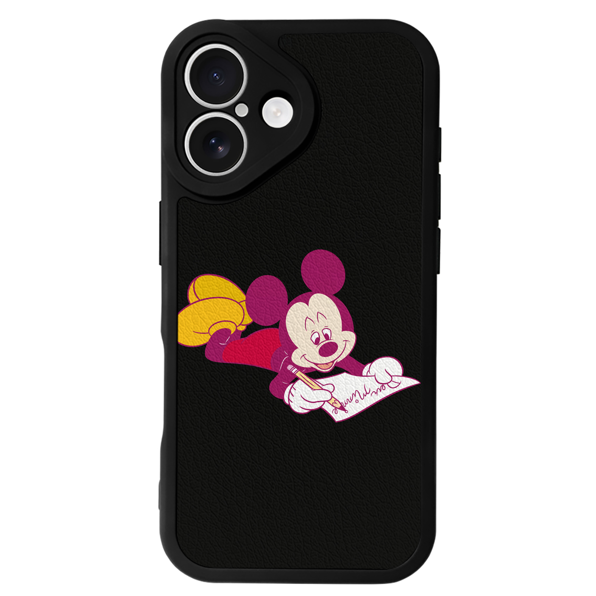 （画像用） ミッキーマウス Mickey Mouse 【iPhone 16シリーズ対応】シリコンスマホケース（レザー調） 材質：シリコン